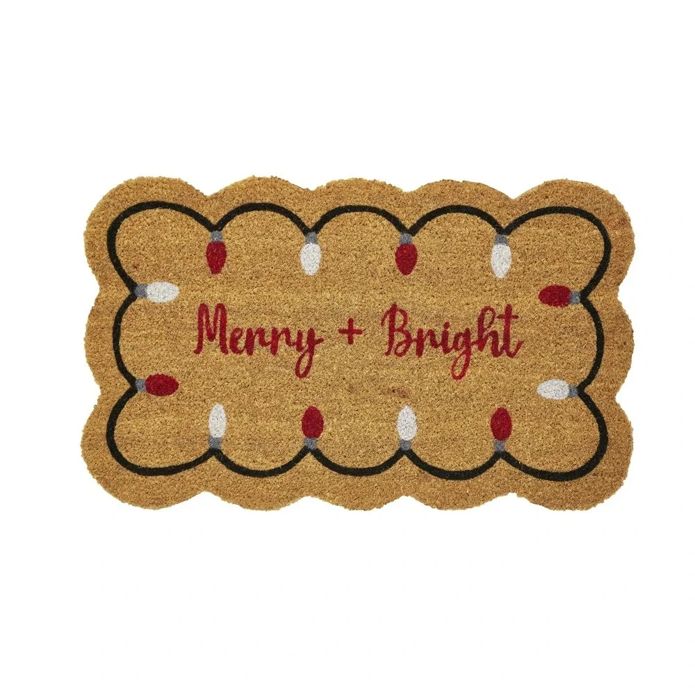My Texas House Red/White Merry & Bright Christmas Coir Doormat 18x30, 2025